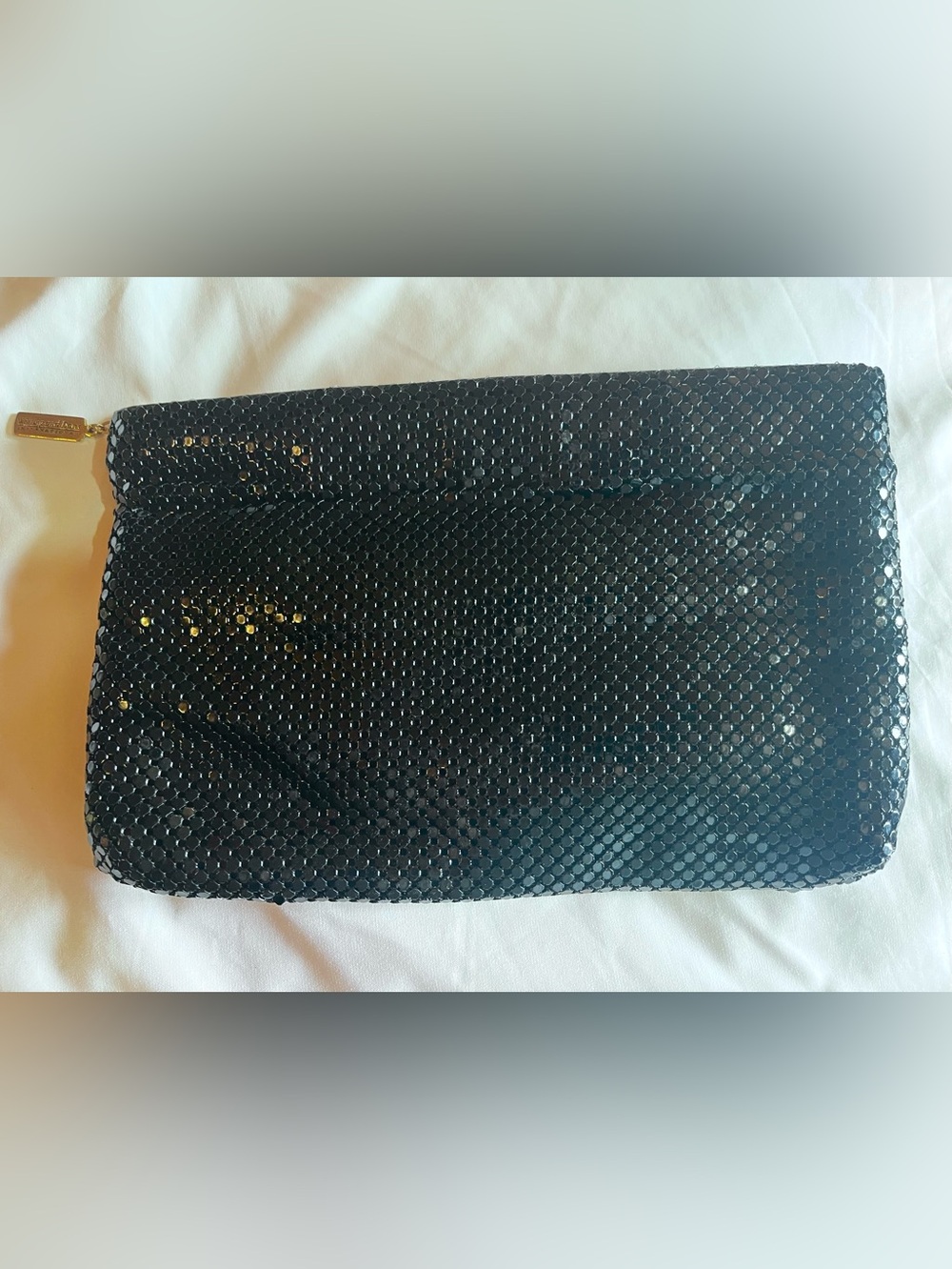 Vintage Whiting & Davis Black Mesh Wristlet Clutch